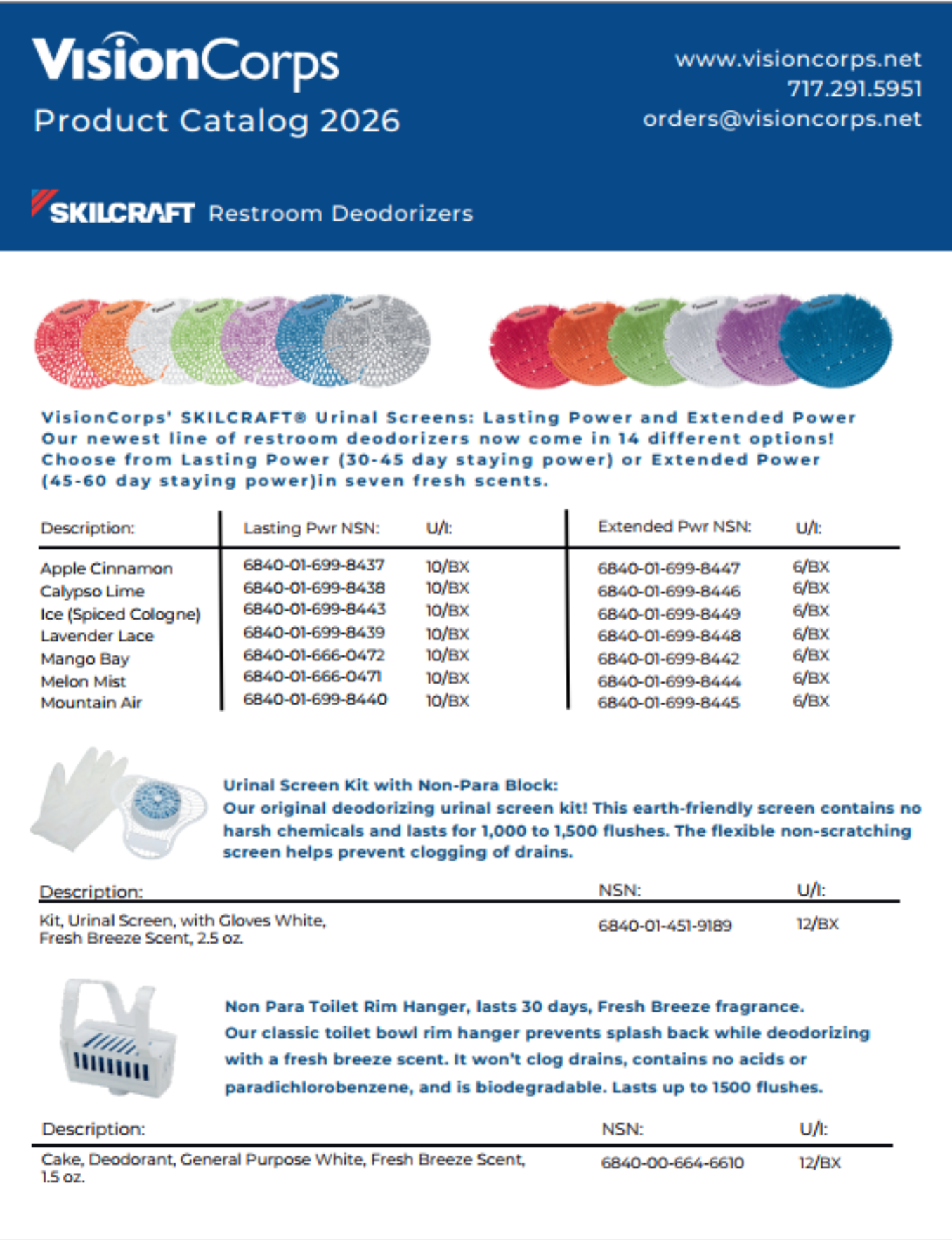 screenshot of the 2 page product catalog flyer